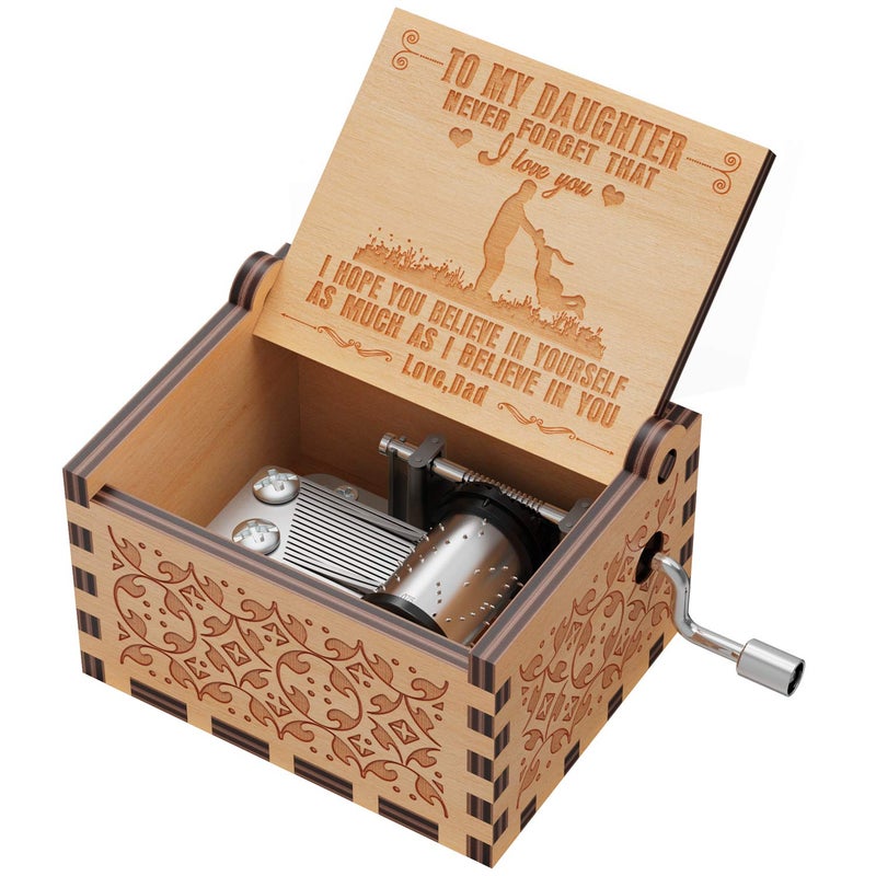 Huntmic You are My Sunshine Wood Music Boxes,Laser Engraved Vintage Wooden Sunshine Musical Box Gifts for Girlfriend,Boyfriend,Family Friends,On Birthday,Festival (Wood-You are My Sunshine) - Image 2